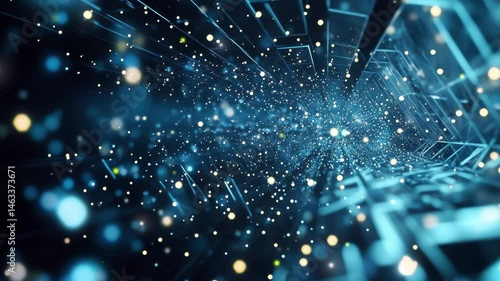 Abstract sparkles in futuristic blue background