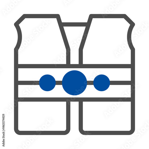 Stylized Line Art Depiction of a Vest with Bold Blue Circular Accents