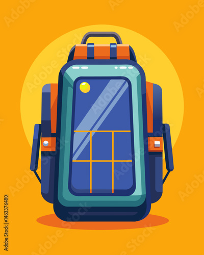 Combining style and functionality this solar backpack is the ultimate accessory for those who are always onthego.. Vector illustration