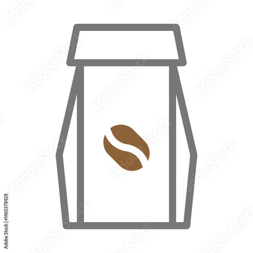 Minimalist depiction of coffee packaging showcasing a single bean illustration