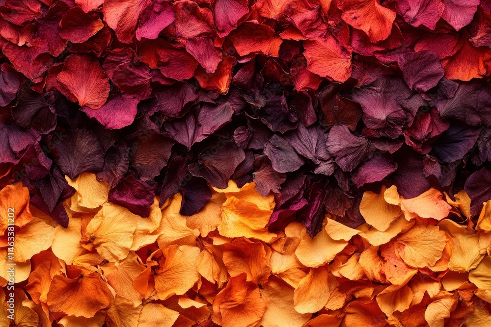 Multi-toned floral petals in layered design. Multi-toned floral petals in layered design.