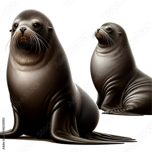 Cute 3D sea lion isolated on white background