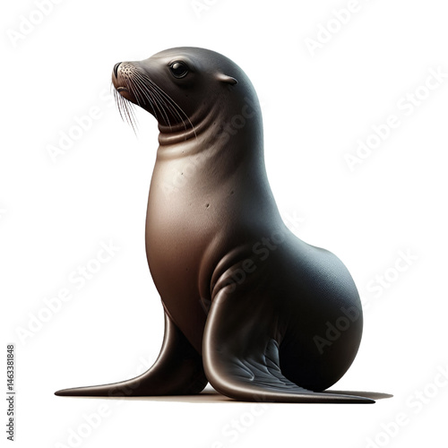 Cute 3D sea lion isolated on white background