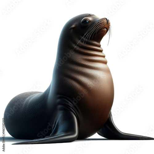 Cute 3D sea lion isolated on white background