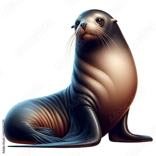 Cute 3D sea lion isolated on white background