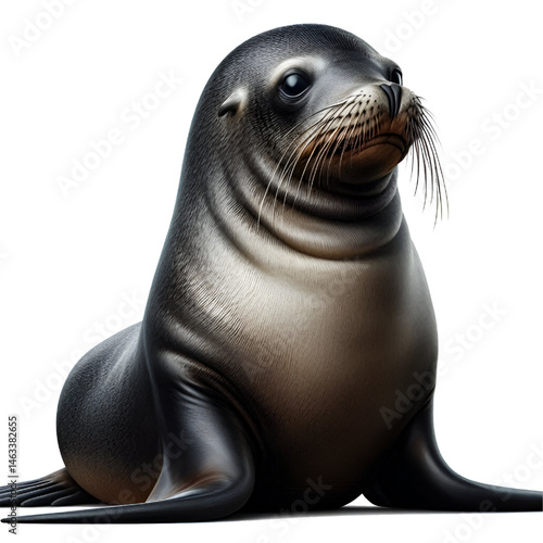 Cute 3D sea lion isolated on white background