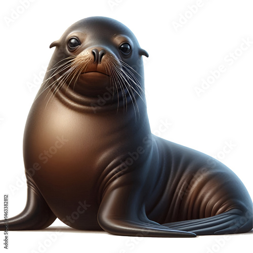Cute 3D sea lion isolated on white background