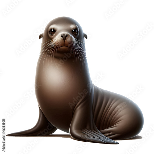Cute 3D sea lion isolated on white background