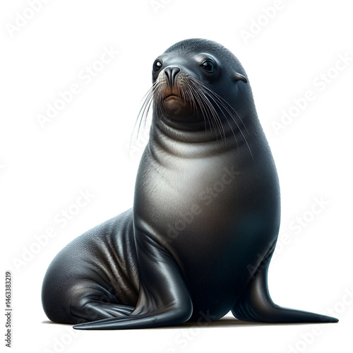 Cute 3D sea lion isolated on white background