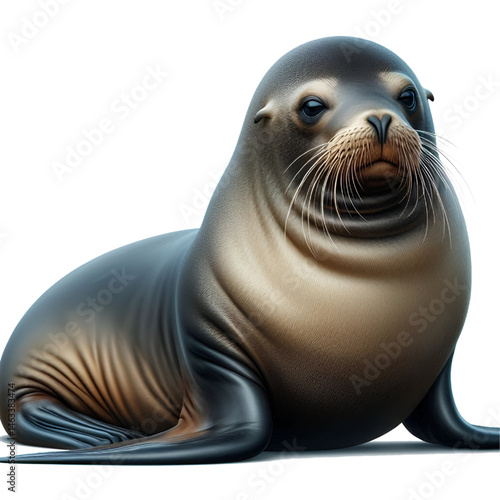 Cute 3D sea lion isolated on white background