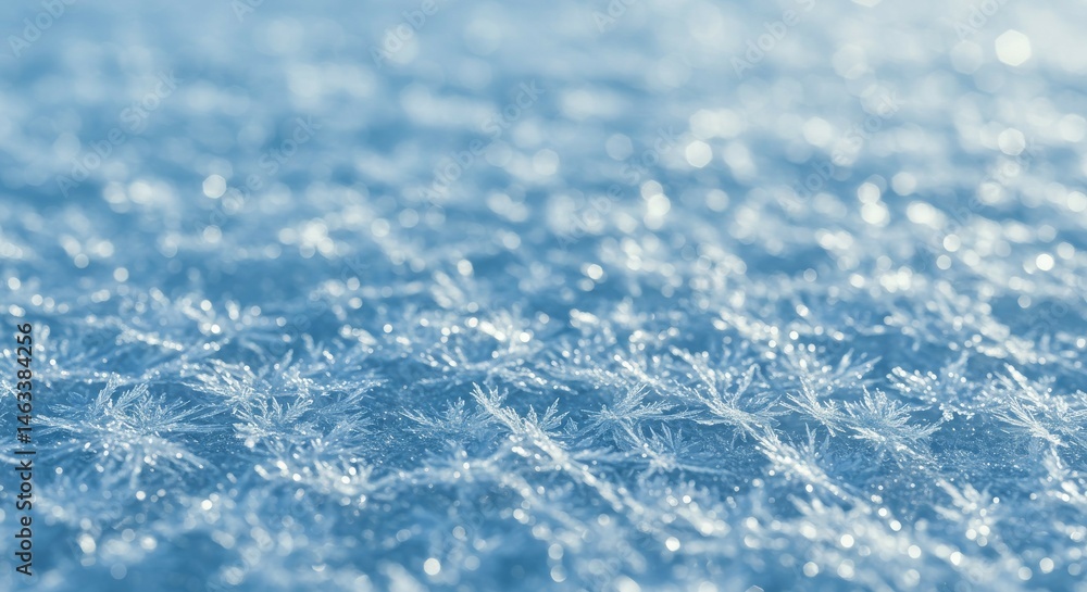 Obraz premium Snowflakes Closeup Sparkling in Winter Sunlight on Cold Surface