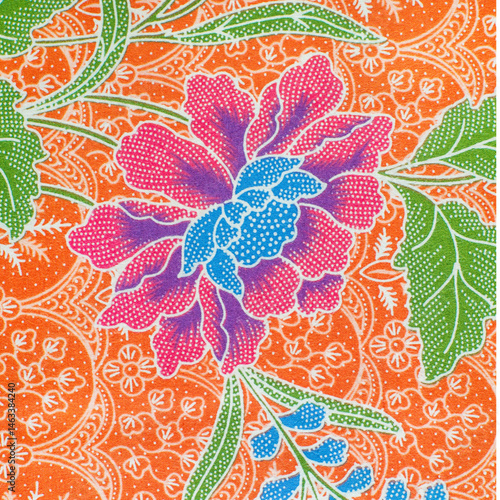 Traditional Malaysian Batik Pattern with Floral Motifs