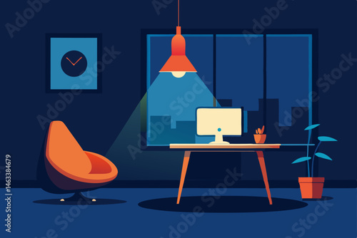 nostalgia office with lava lamp  beanbag 