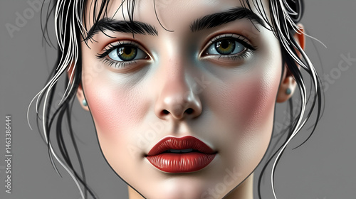 The face is a line. Portrait by line.