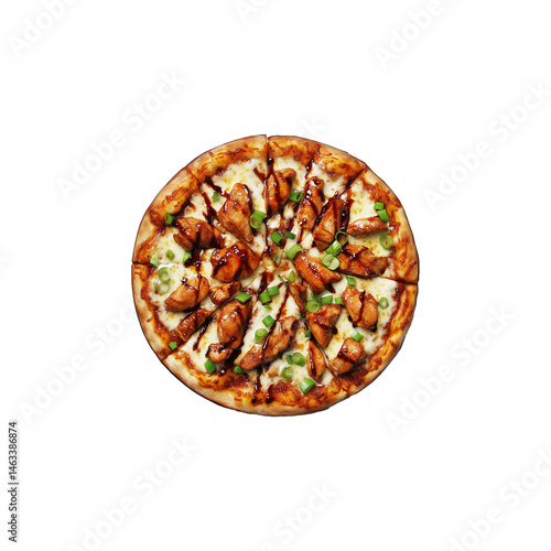 Delicious Teriyaki Chicken Pizza with Green Onions, Isolated on Transparent Background - High-Resolution Image Perfect for Menu Design, Food Blogs, and Culinary Websites