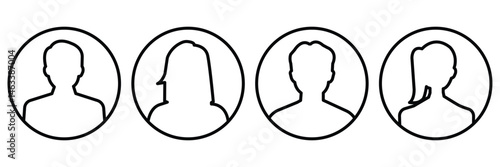Men and women avatars set. Male and female silhouettes abstract people. User profiles badges. Anonymous user portrait. User Profile pictures isolated on isolated background. 