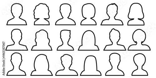 Men and women avatars set. Male and female silhouettes abstract people. User profiles badges. Anonymous user portrait. User Profile pictures isolated on isolated background. 
