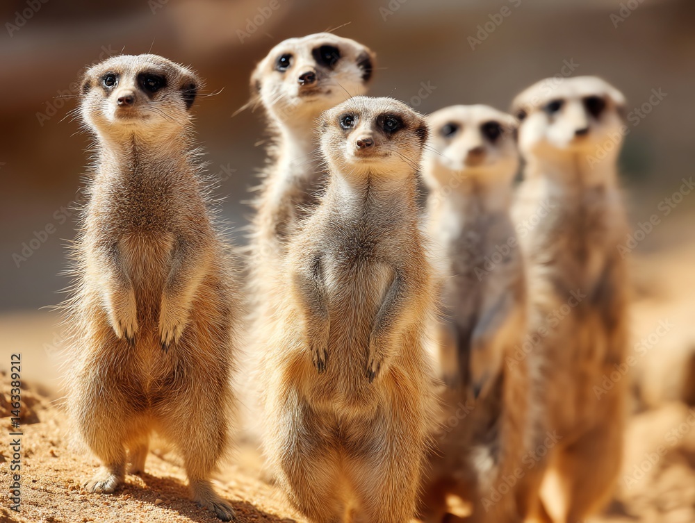 Meerkat Group Standing Alert Meerkat Group Standing Alert