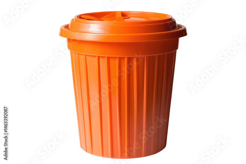 Wallpaper Mural Vibrant orange plastic container with lid isolated on black background studio shot clean lines on transparent background Torontodigital.ca