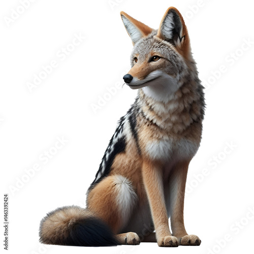 Cute 3D jackal isolated on white background