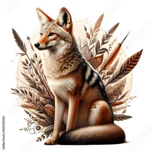 Cute 3D jackal isolated on white background
