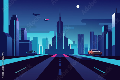 a sprawling metropolis at night  neon lights 