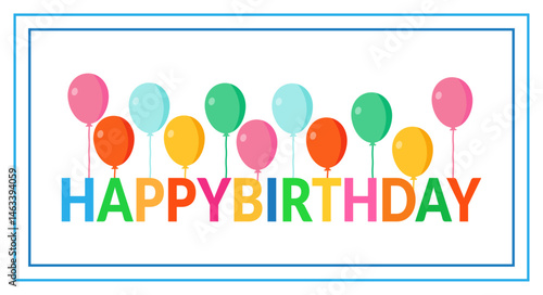 happy birthday colorful letters with balloon vector design for birthday wish 