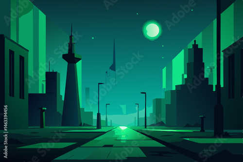 abandoned soviet city illuminated by eerie green 