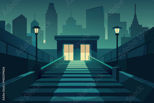abandoned subway entrance  flickering lights  