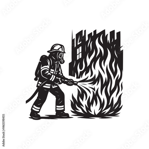 the fire brigade is extinguishing the fire