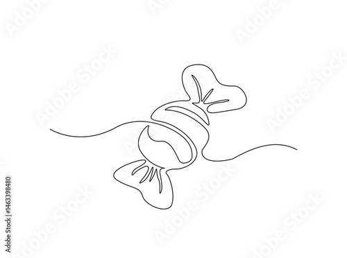 Sweet Candy single outline illustration. Continuous line art drawing of candy for kids. Editable stroke.