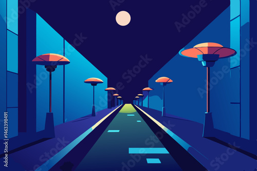 alleyway garden powered by solar neon mushrooms   