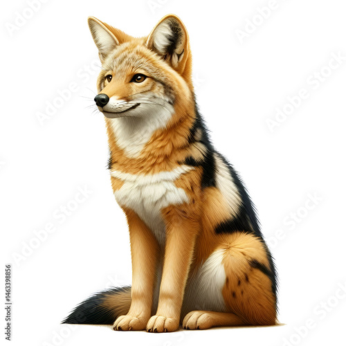 Cute 3D jackal isolated on white background