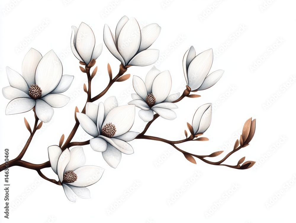 Naklejka premium Magnolia Branch in Bloom