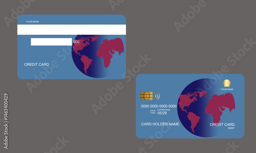 Set of Credit Cards Light Blue Pink Colors