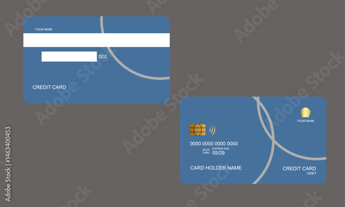 Set of Credit Cards Light Blue White Colors