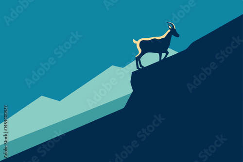 baby goat climbing wet hillside