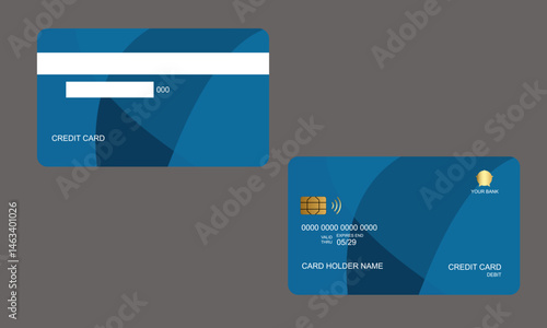 Set of Credit Cards Shapes Dark Blue Colors