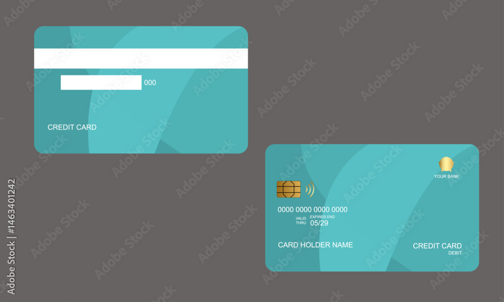 Fototapeta premium Set of Credit Cards Shapes Light Green Colors