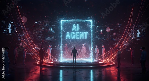 AI Agent Unveiled: Futuristic Interface and Human Interaction