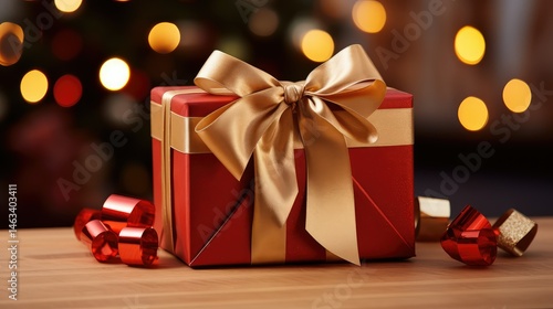 Wallpaper Mural box red gold bow Torontodigital.ca