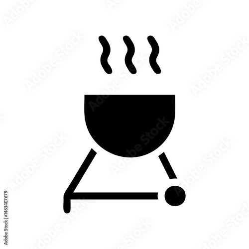 Simple Black Grill Icon Depicting Outdoor Cooking and Summer BBQ Fun