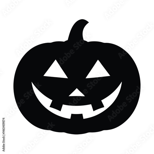 Isolated orange Halloween pumpkin lantern with a scary carved face, a spooky autumn decoration