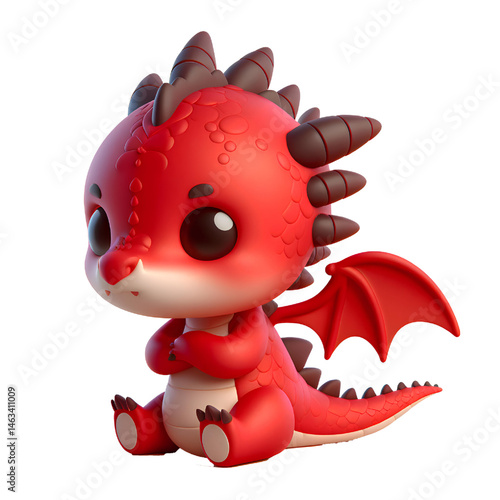 Cute 3D dragon isolated on white background