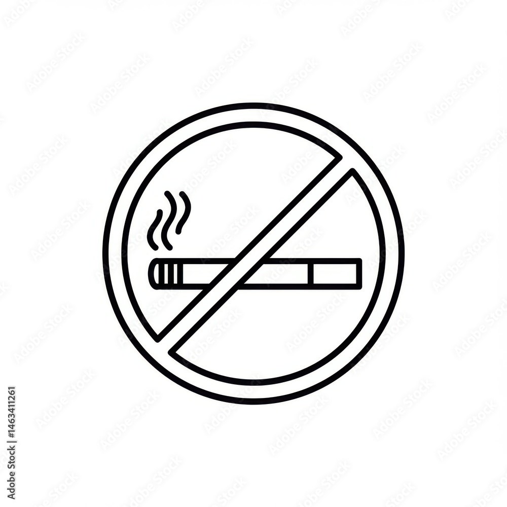 No smoking symbol line drawing on white background No smoking symbol line drawing on white background