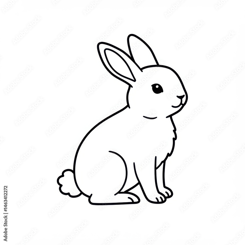Rabbit line drawing illustration on white background Rabbit line drawing illustration on white background