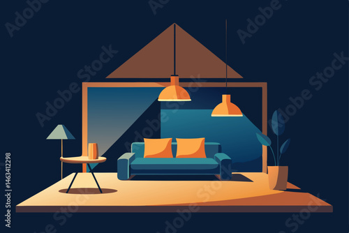 cozy den office with floor cushions and warm book .svg
