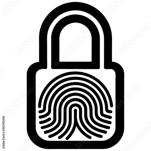 Biometric Fingerprint Lock Security Icon Secure Access & Data Protection.: fingerprint-padlock-icon-simple-vector.