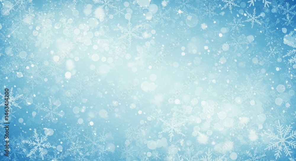 Fototapeta premium Snowflake Pattern Background in Light Blue and White