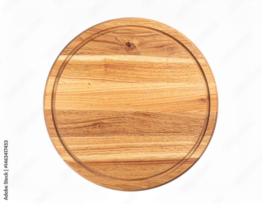 Simple, wooden round board with a groove; perfect for serving or food prep Simple, wooden round board with a groove; perfect for serving or food prep